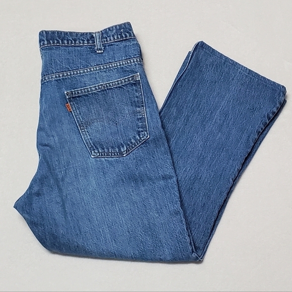 VINTAGE 70s Levi's 646 Orange Tab High Rise Cropped Flare Bell Bottom Jeans - Picture 2 of 12